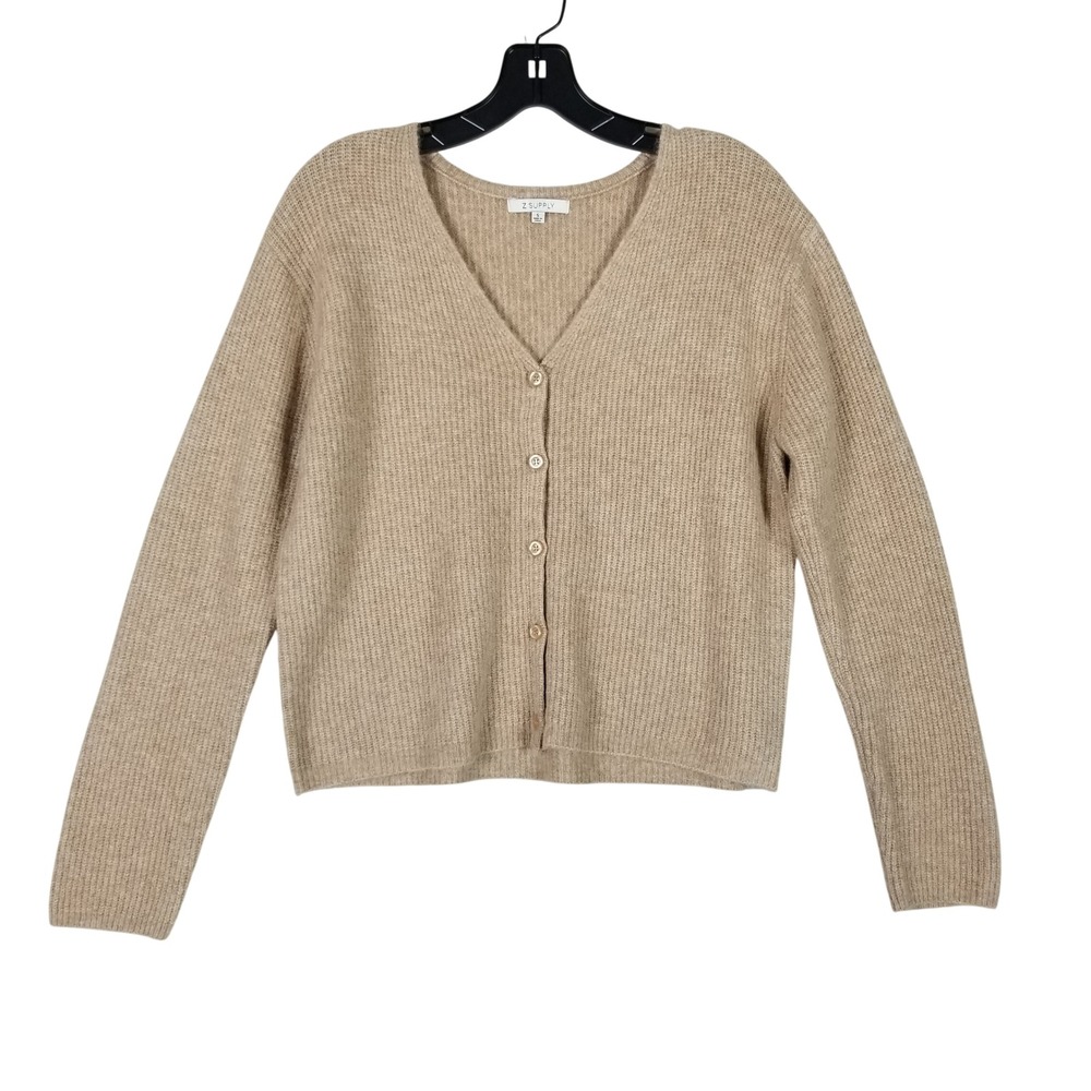 Z Supply Cardigan Sweater Womens Small Oatmeal Beige Ribbed V-Neck ZW253350